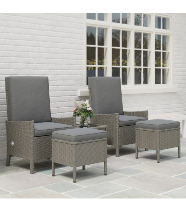 Outsunny 5 PCS Rattan Garden Furniture Set w/ Cushions, Dark Grey
