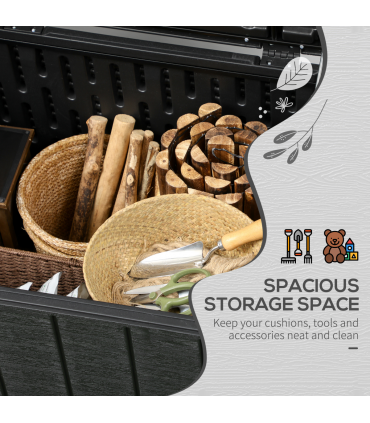 Outsunny 336 Litre Rolling Outdoor Garden Storage Box, Plastic Container, Black