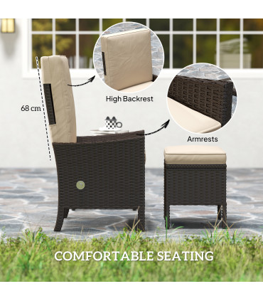 Outsunny 5 PCS Rattan Garden Furniture Set w/ Cushions, Khaki