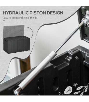 Outsunny 336 Litre Rolling Outdoor Garden Storage Box, Plastic Container, Black