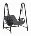 Outsunny Rattan Swing Chair with Stand and Seat Cushion, Dark Grey