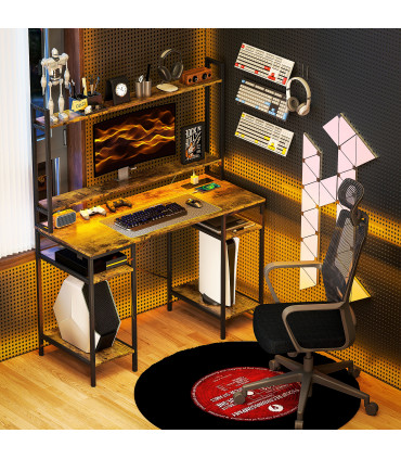 HOMCOM Computer Desk Home Office Desk with Monitor Stand, Rustic Brown