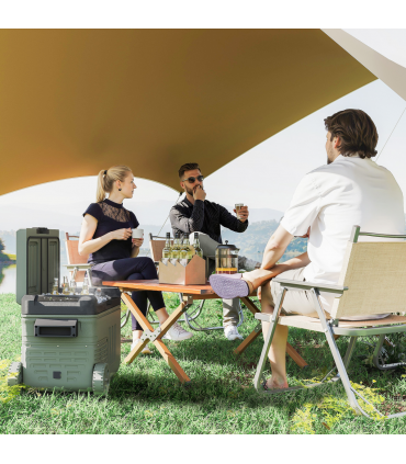 Outsunny 33L Camping Fridge Freezer Dual Zone Car Fridge, DC & AC, -20-20℃