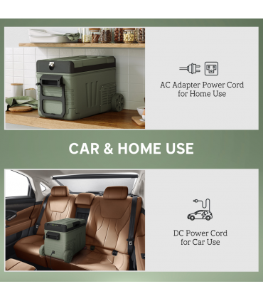 Outsunny 33L Camping Fridge Freezer Dual Zone Car Fridge, DC & AC, -20-20℃