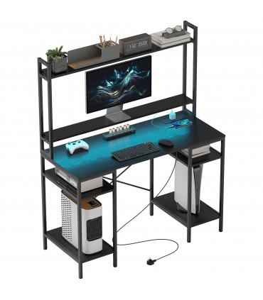 HOMCOM Computer Desk Home Office Desk with Monitor Stand, Black