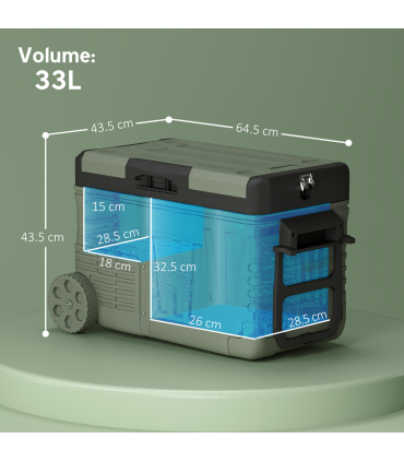 Outsunny 33L Camping Fridge Freezer Dual Zone Car Fridge, DC & AC, -20-20℃