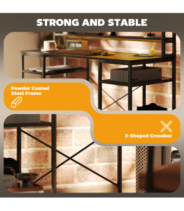 HOMCOM Computer Desk Home Office Desk with Monitor Stand, Black