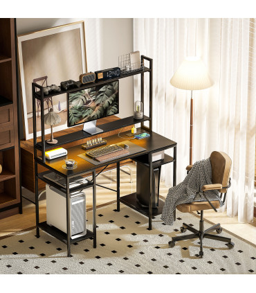 HOMCOM Computer Desk Home Office Desk with Monitor Stand, Black