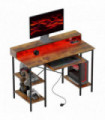 HOMCOM Gaming Desk with Monitor Stand and Sliding Keyboard Tray Rustic Brown