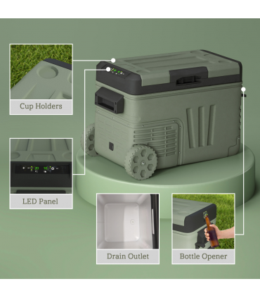 Outsunny 33L Camping Fridge Freezer Dual Zone Car Fridge, DC & AC, -20-20℃