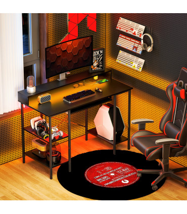 HOMCOM Gaming Desk with Monitor Stand and Sliding Keyboard Tray Black