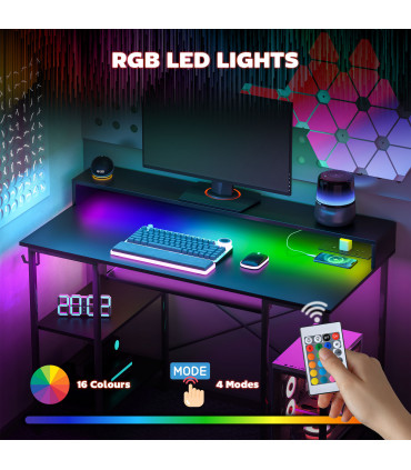 HOMCOM Gaming Desk with Monitor Stand and Sliding Keyboard Tray Black