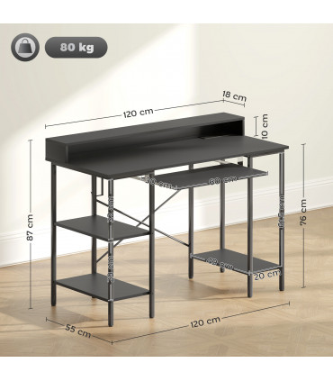 HOMCOM Gaming Desk with Monitor Stand and Sliding Keyboard Tray Black
