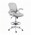 Vinsetto Mesh Office Stool, 60° Swivel Height Adjustable Chair, Light Grey