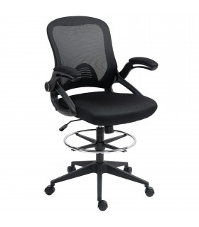 Vinsetto Mesh Office Stool, 60° Swivel Height Adjustable Chair, Black