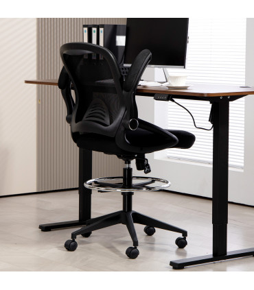 Vinsetto Mesh Office Stool, 60° Swivel Height Adjustable Chair, Black