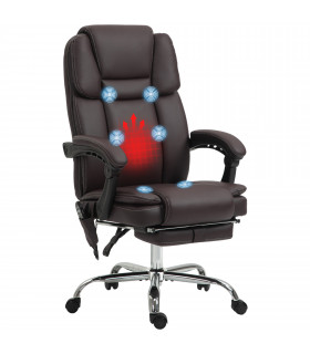 Vinsetto Massage Office Chair, PU Leather High Back Recliner, Dark Brown