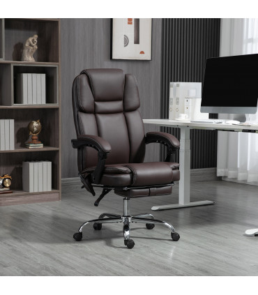 Vinsetto Massage Office Chair, PU Leather High Back Recliner, Dark Brown