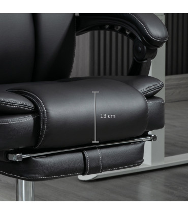 Vinsetto Massage Office Chair, PU Leather High Back Recliner, Black