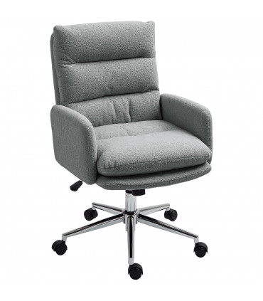 HOMCOM Upholstered Desk Chair with Height Adjustable, Grey