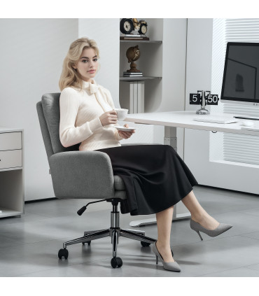 HOMCOM Upholstered Desk Chair with Height Adjustable, Grey