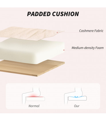 HOMCOM Upholstered Desk Chair with Height Adjustable, Cream White