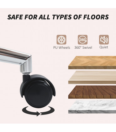 HOMCOM Upholstered Desk Chair with Height Adjustable, Cream White