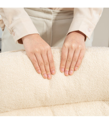 HOMCOM Upholstered Desk Chair with Height Adjustable, Cream White