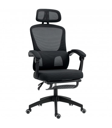 HOMCOM Mesh Ergonomic Office Chair with Lumbar Support, Headrest, Black