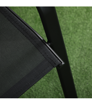 Outsunny 3PCs Bistro Set w/ Breathable Mesh Fabric & PSC Board Top Table, Black