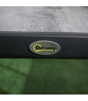 Outsunny 3PCs Bistro Set w/ Breathable Mesh Fabric & PSC Board Top Table, Brown