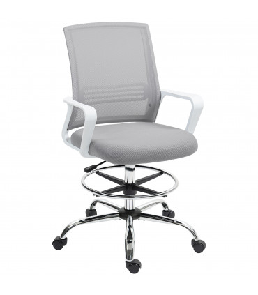 HOMCOM Draughtsman Chair, Mesh Ergonomic Drafting Chair, Grey