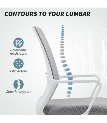 HOMCOM Draughtsman Chair, Mesh Ergonomic Drafting Chair, Grey