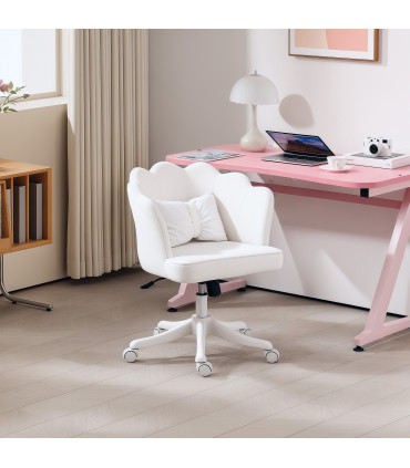 HOMCOM Armless Desk Chair Home Office Chair w/ Wide Seat Tilt Function White