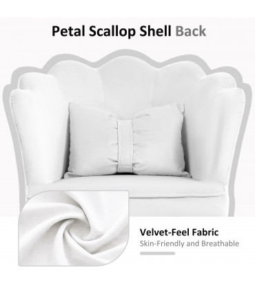 HOMCOM Armless Desk Chair Home Office Chair w/ Wide Seat Tilt Function White