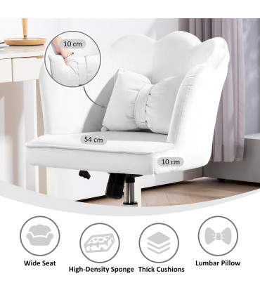 HOMCOM Armless Desk Chair Home Office Chair w/ Wide Seat Tilt Function White