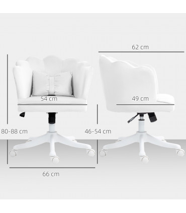 HOMCOM Armless Desk Chair Home Office Chair w/ Wide Seat Tilt Function White