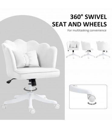 HOMCOM Armless Desk Chair Home Office Chair w/ Wide Seat Tilt Function White