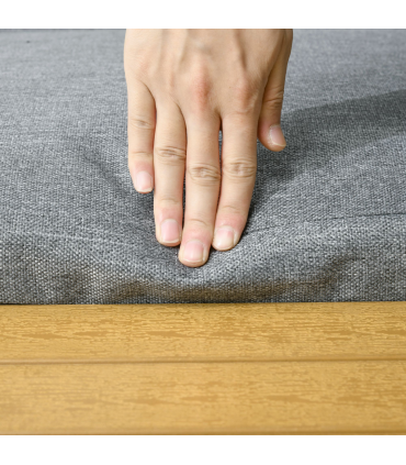 Outsunny 3PCs Patio Furniture Set w/ Cushions, Wood Grain Plastic Top Table