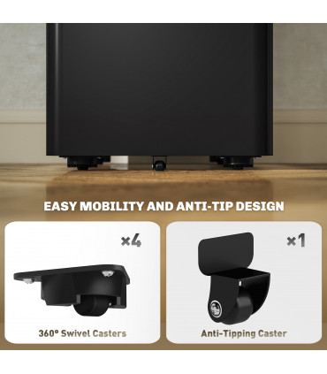 Vinsetto Steel Filing Cabinet with Lock and Wheels for Home Office, Black