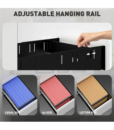 Vinsetto Steel File Cabinet with Lock and Wheels for Home Office, White