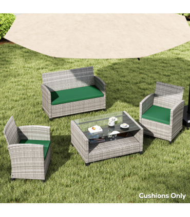 Outsunny 3PCs Rattan Garden Seat Cushions Pads for Patio Furniture Green