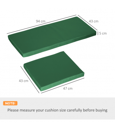 Outsunny 3PCs Rattan Garden Seat Cushions Pads for Patio Furniture Green