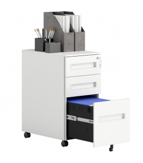 Vinsetto Lockable Mobile Filing Cabinet w/ 3 Drawers 30 x 43.5 x 60 cm White