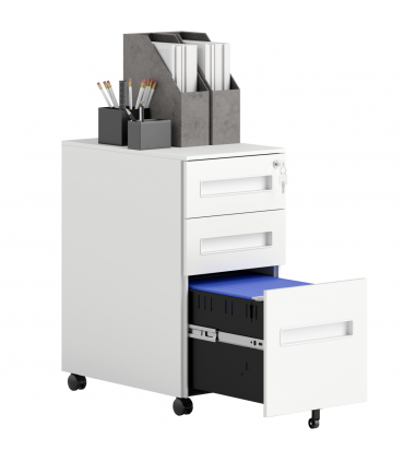 Vinsetto Lockable Mobile Filing Cabinet w/ 3 Drawers 30 x 43.5 x 60 cm White