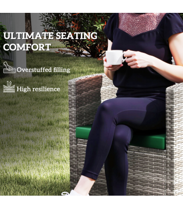 Outsunny 3PCs Rattan Garden Seat Cushions Pads for Patio Furniture Green