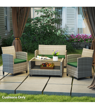 Outsunny 3PCs Rattan Garden Seat Cushions Pads for Patio Furniture Green