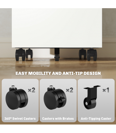 Vinsetto Lockable Mobile Filing Cabinet w/ 3 Drawers 30 x 43.5 x 60 cm White