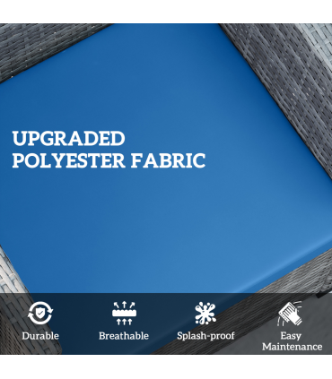 Outsunny 3PCs Rattan Garden Seat Cushions Pads for Patio Furniture Sky Blue