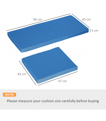 Outsunny 3PCs Rattan Garden Seat Cushions Pads for Patio Furniture Sky Blue